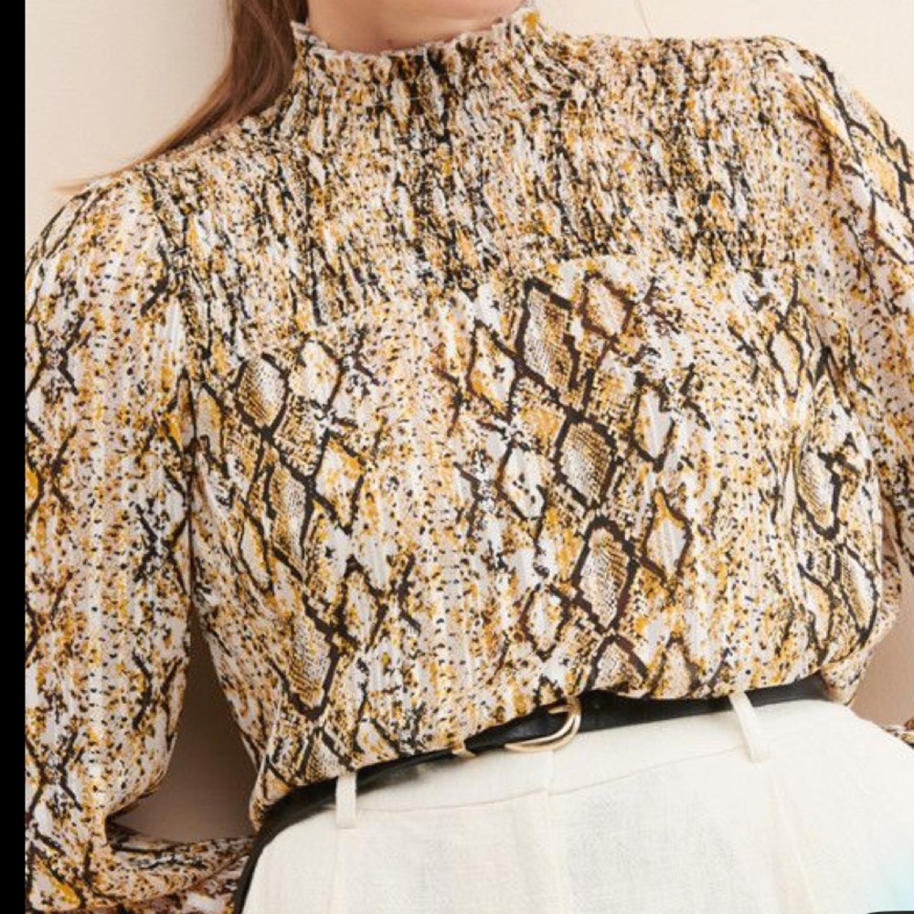 Endless Rose Snakeskin Smocked Blouse